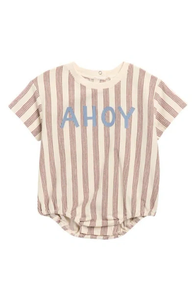Rylee + Cru Babies'  Ahoy Stripe Cotton Bubble Romper In Brown