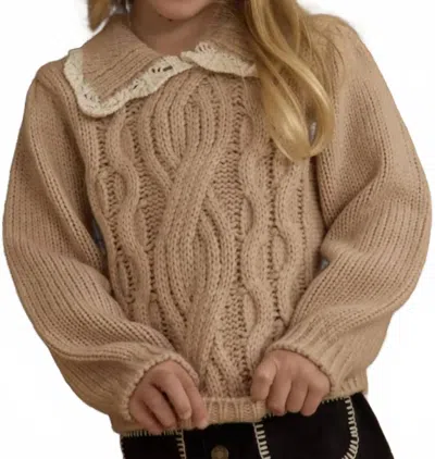 Rylee + Cru Kids' Alice Sweater In Heathered Antique In Brown