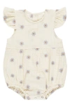 Rylee + Cru Amelia Daisy Embroidered Organic Cotton Gauze Bubble Romper In Natural