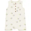 Rylee + Cru Angel Fish Print Henley Romper In Ivory