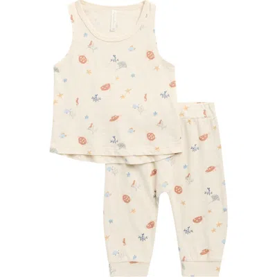 Rylee + Cru Babies'  Aquatic Print Tank & Pants Set In Multi