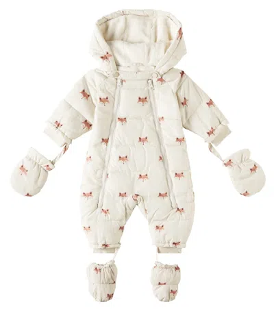 Rylee + Cru Baby Fox Printed Snowsuit In Stone