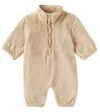 Rylee + Cru Baby Fuzzy Teddy Onesie In Gold