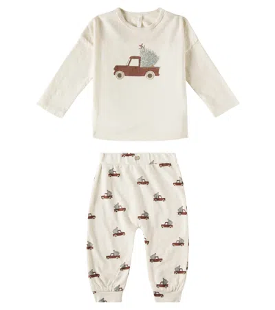 Rylee + Cru Baby Trucks Cotton Sweatshirt And Sweatpants Set In Natural