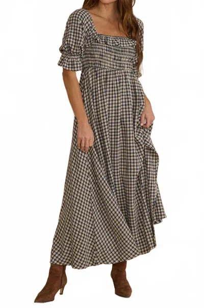 Rylee + Cru Birdie Dress In Navy Check In Multi