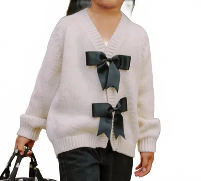 Rylee + Cru Kids' Bow Cardigan In Natural In White
