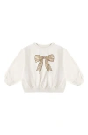 Rylee + Cru Bow Oversize Cotton Blend Graphic Sweatshirt In Brown