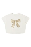 Rylee + Cru Bow Print Boxy T-shirt In White