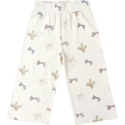 Rylee + Cru Babies'  Bow Print Wide Leg Pants In Brown