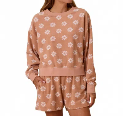 Rylee + Cru Boxy Fit Pullover In Grapefruit In Brown