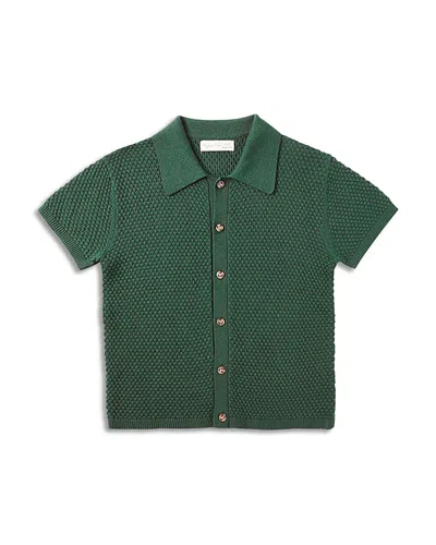 Rylee + Cru Boys' Aiden Textured Knit Button Front Polo - Little Kid In Green