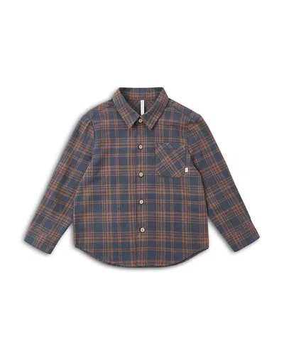 Rylee + Cru Boys Collared Midnight Plaid Long Sleeve Shirt - Little Kid, Big Kid In Brown