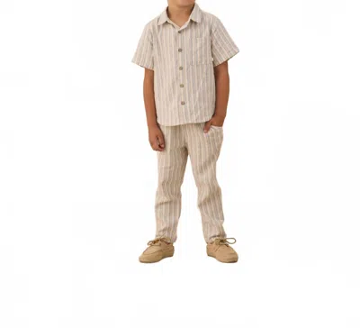 Rylee + Cru Kids' Boys' Ethan Trouser In Natural Nautical Stripe In Neutral