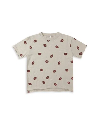 Rylee + Cru Boys' Football Print Raw Edge Tee - Little Kid In Gray