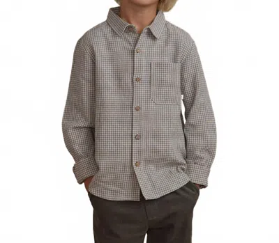 Rylee + Cru Kids' Boys Long Sleeve Button Up In Forest Gingham In Gray