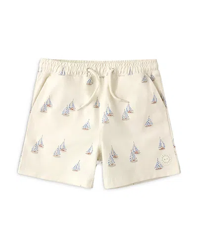 Rylee + Cru Boys' Mace Sailboat Print Board Shorts - Little Kid In White