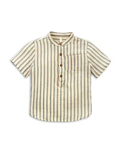 Rylee + Cru Boys' Mason Cotton Short Sleeve Shirt - Little Kid In Ocean Stripe
