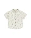 Rylee + Cru Boys' Mediterranean Print Short Sleeve Linen Shirt - Little Kid In Ivory