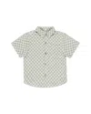 Rylee + Cru Boys' Mediterranean Print Short Sleeve Linen Shirt - Little Kid In Sage