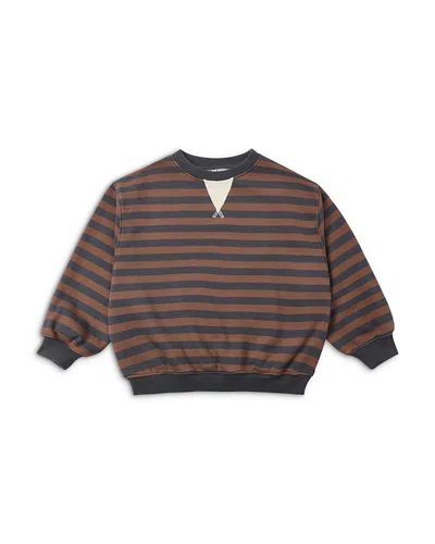 Rylee + Cru Boys Oversized Crewneck Mulberry Stripe Sweatshirt - Little Kid, Big Kid In Brown