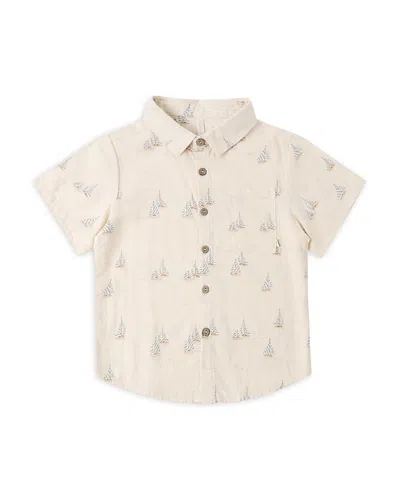 Rylee + Cru Boys' Sailboat Print Button Shirt - Little Kid In Neutral