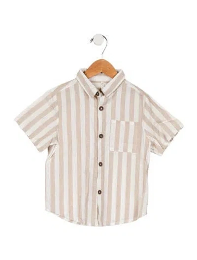 Pre-owned Rylee + Cru Babies' Boys' Striped Polo In Neutral