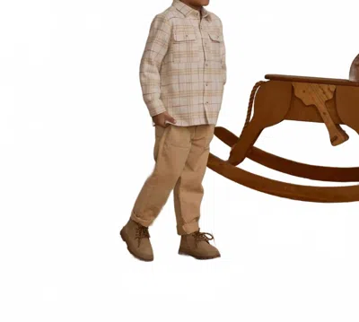 Rylee + Cru Kids' Boys Vintage Long Sleeve Button Up In Plaid In Brown