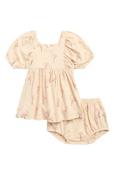 Rylee + Cru Babies'  Brea Slub Cotton Dress & Bloomers Set In Brown