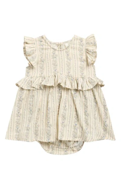 Rylee + Cru Babies'  Brielle Floral Ruffle Skirted Cotton Bodysuit In Neutral