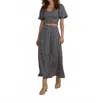 Rylee + Cru Button Slit Skirt In Blue Floral In Gray