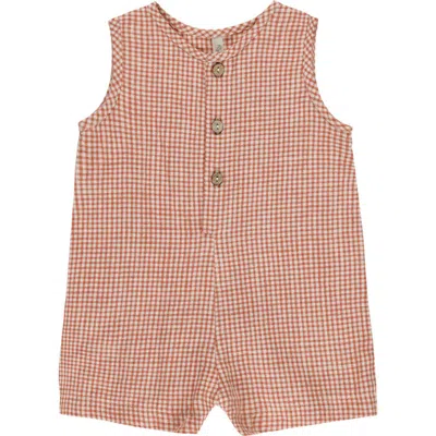 Rylee + Cru Babies'  Check Linen Blend Short Romper In Multi