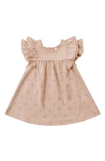 Rylee + Cru Babies'  Cherries Flutter Sleeve Organic Cotton Dress