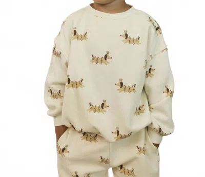Rylee + Cru Kids' Christmas Dogs Relaxed Sweatshirt In Ivory In Multi