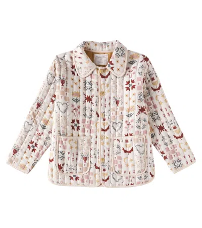 Rylee + Cru Kids' Clara Printed Quilted Coat In Beige