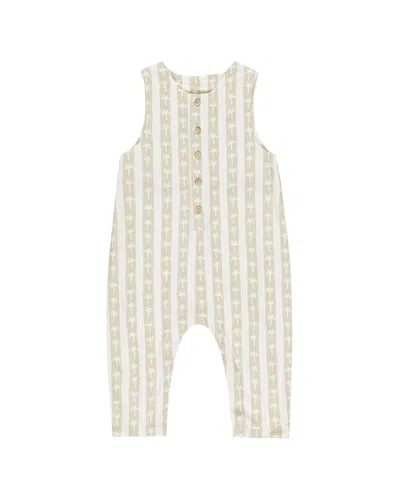 Rylee + Cru Collective Button Linen-blend Jumpsuit In Gray