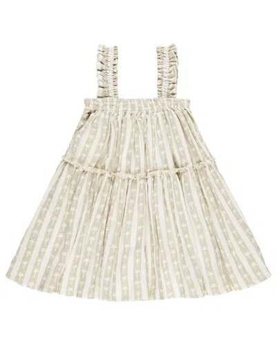Rylee + Cru Collective Kids' Cicily Linen-blend Dress In Gray