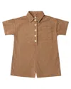 Rylee + Cru Collective Collared Button Romper In Brown