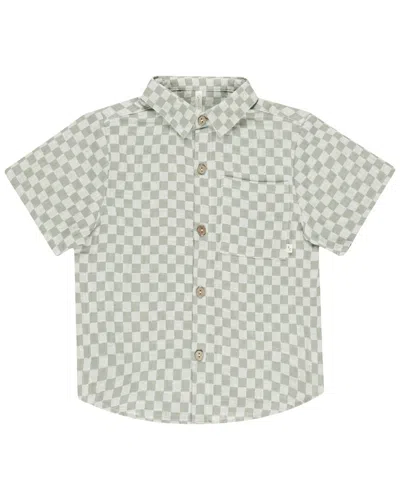 Rylee + Cru Collective Kids' Collared Linen-blend Shirt In Green