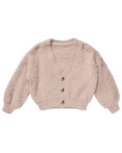Rylee + Cru Collective Kids' Fuzzy Cardigan In Neutral