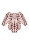Rylee + Cru Cora Blush Flower Switt Dot Bodysuit In Pink