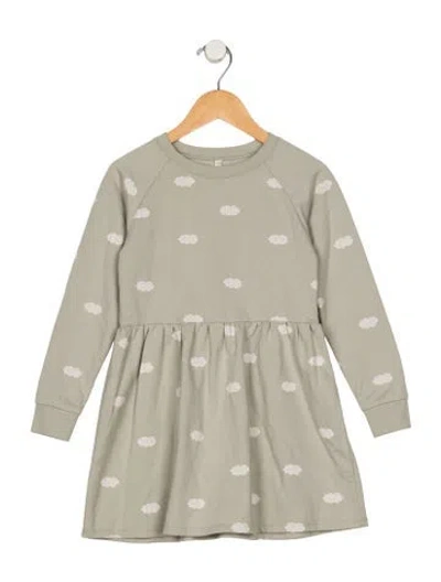 Pre-owned Rylee + Cru Babies' Cotton Green Patterned Long Sleeve Casual Dress W/tags