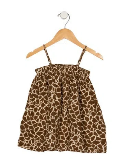 Pre-owned Rylee + Cru Babies' Cotton Neutral Animal Print Sleeveless Dress