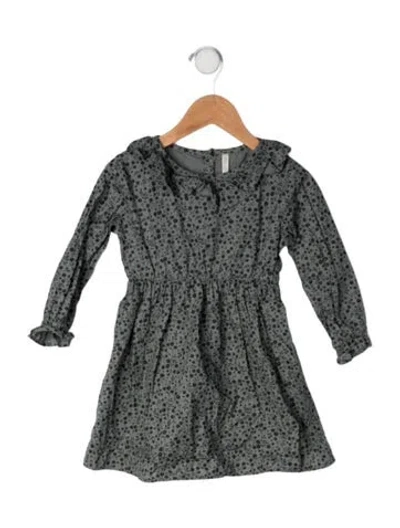 Pre-owned Rylee + Cru Babies' Cotton Printed Long Sleeve Dress In Grey