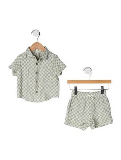 Pre-owned Rylee + Cru Babies' Cotton-linen Blend Short Set In Green