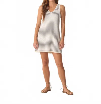 Rylee + Cru Crochet Tank Mini Dress In Marine Stripe Ivory In Black