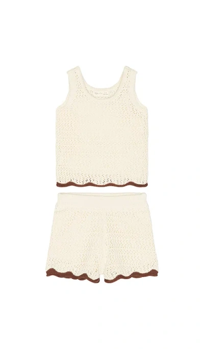 Rylee + Cru Crochet Tank Set In Blue