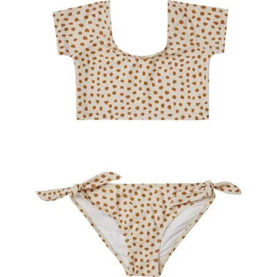Rylee + Cru Babies'  Cropped Rashguard Two-piece Swimsuit In Nude