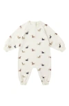 Rylee + Cru Dachsund Print French Terry Romper In White