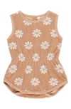 Rylee + Cru Daisy Print Terry Romper In Brown