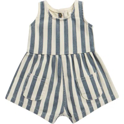 Rylee + Cru Babies'  Dani Stripe Denim Romper In Blue